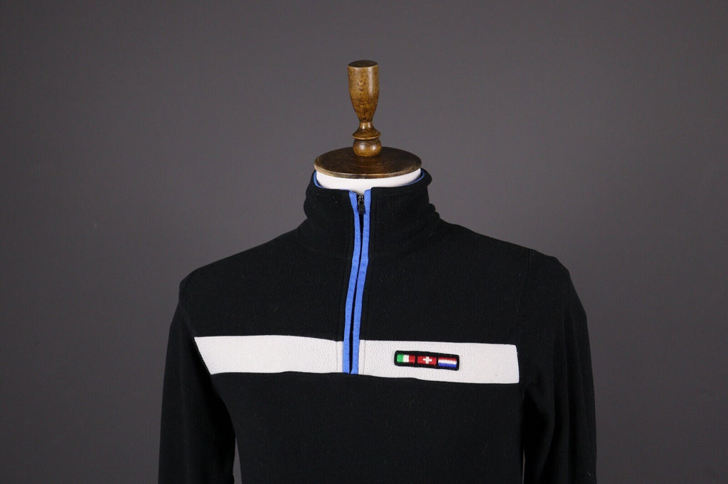 F. Lli Campagnolo Boys Black Zip Flags Patch Fleece Sweater – Size 14 year / 164