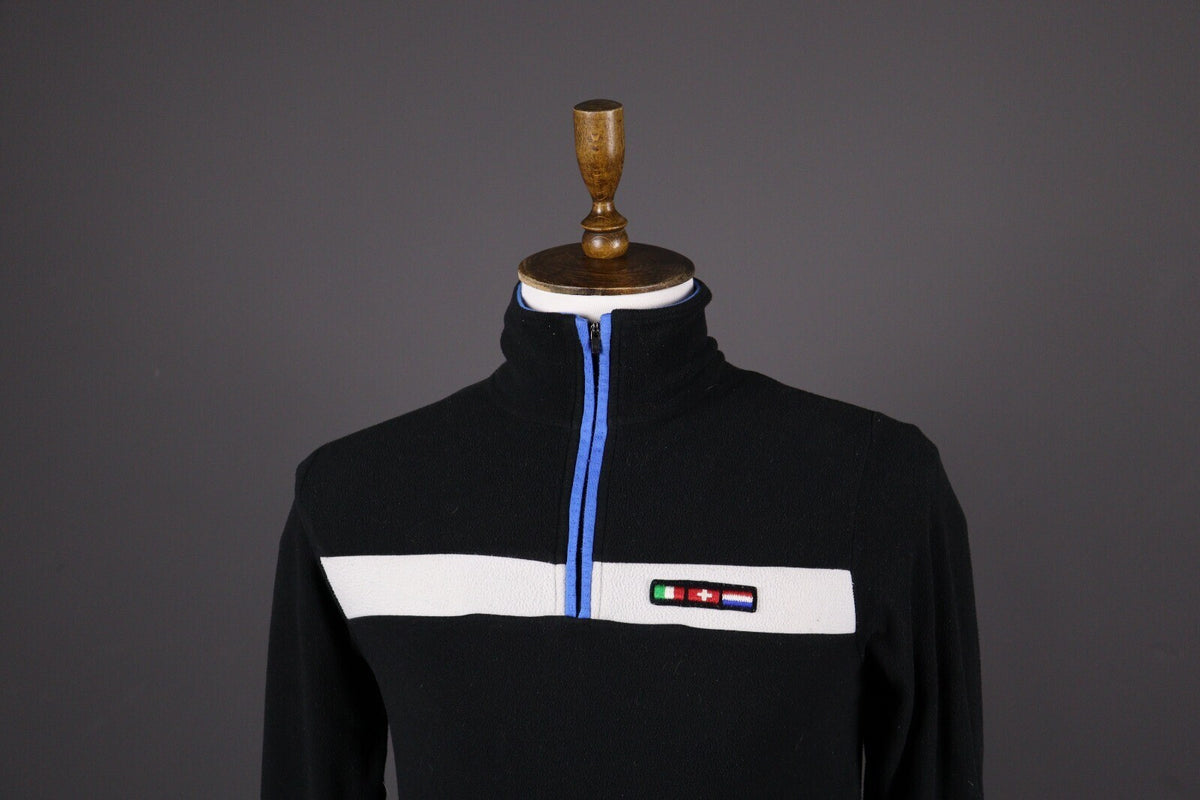 F. Lli Campagnolo Boys Black Zip Flags Patch Fleece Sweater – Size 14 year / 164