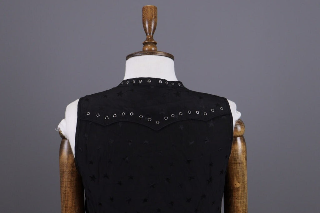 Zadig & Voltaire Deluxe Star Printed Sleeveless Black Tank Knee Length Dress