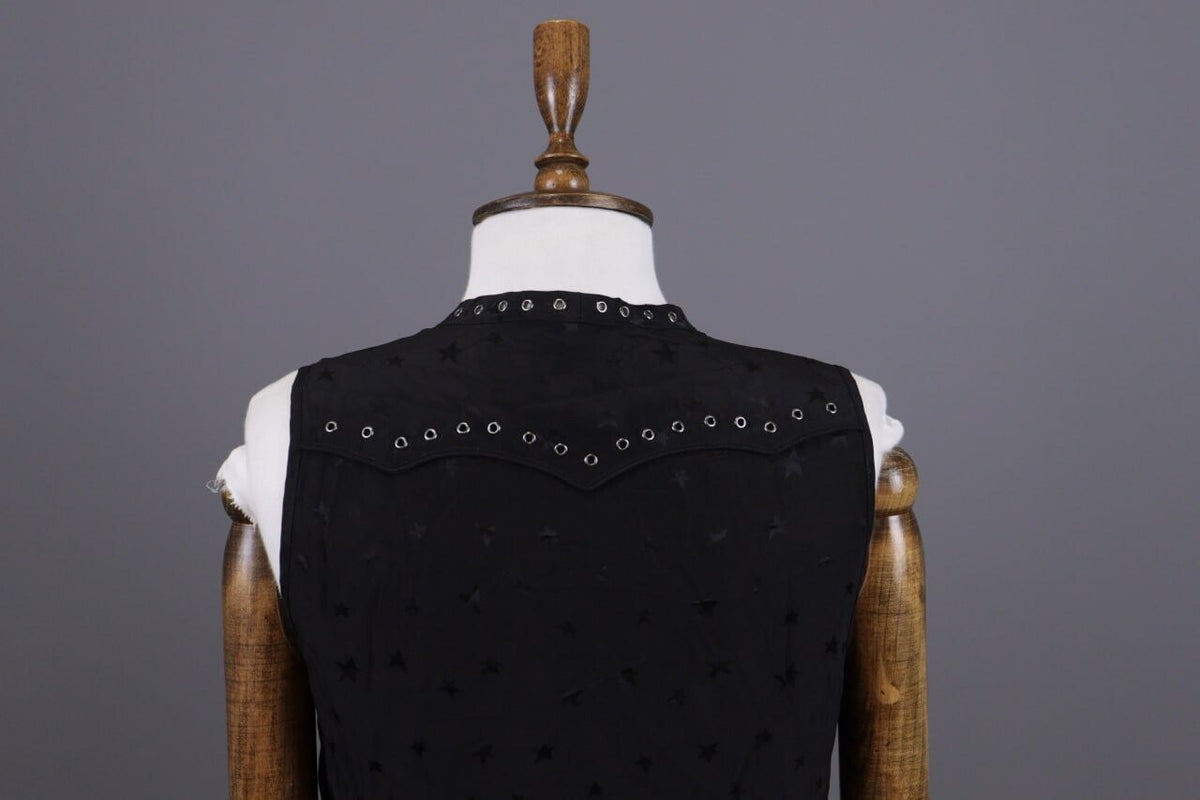Zadig & Voltaire Deluxe Star Printed Sleeveless Black Tank Knee Length Dress