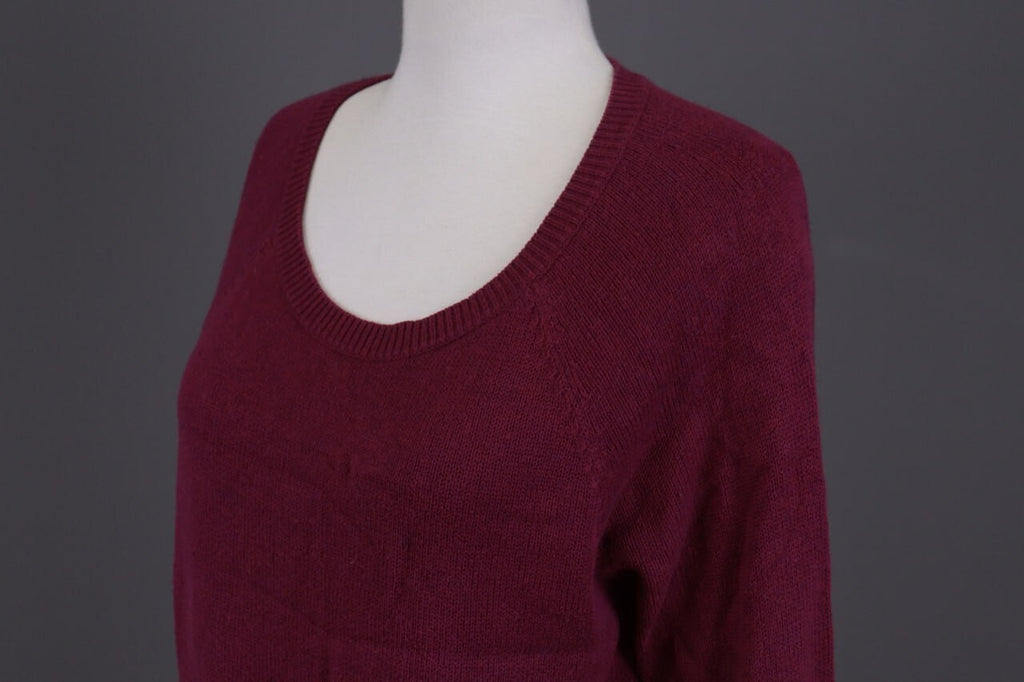 Eileen Fisher Burgubdy Lagenlook Cotton Cashmere Knit Oversized Sweater – Size M
