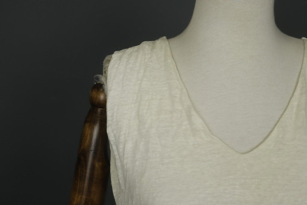 TRANSIT PAR-SUCH White 100% Viscose Sleeveless V-Neck Wide Strap Tank Dress Sz 4