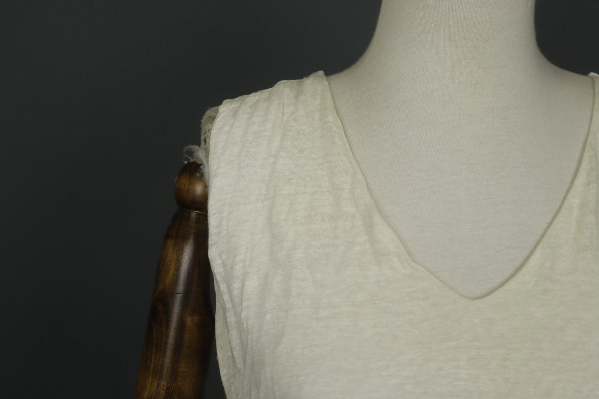 TRANSIT PAR-SUCH White 100% Viscose Sleeveless V-Neck Wide Strap Tank Dress Sz 4