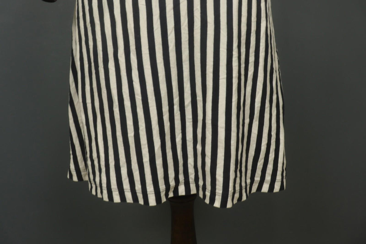 GUDRUN SJODEN Black White Striped 100% Cotton Round Neck Shift Dress – Size S – Used
