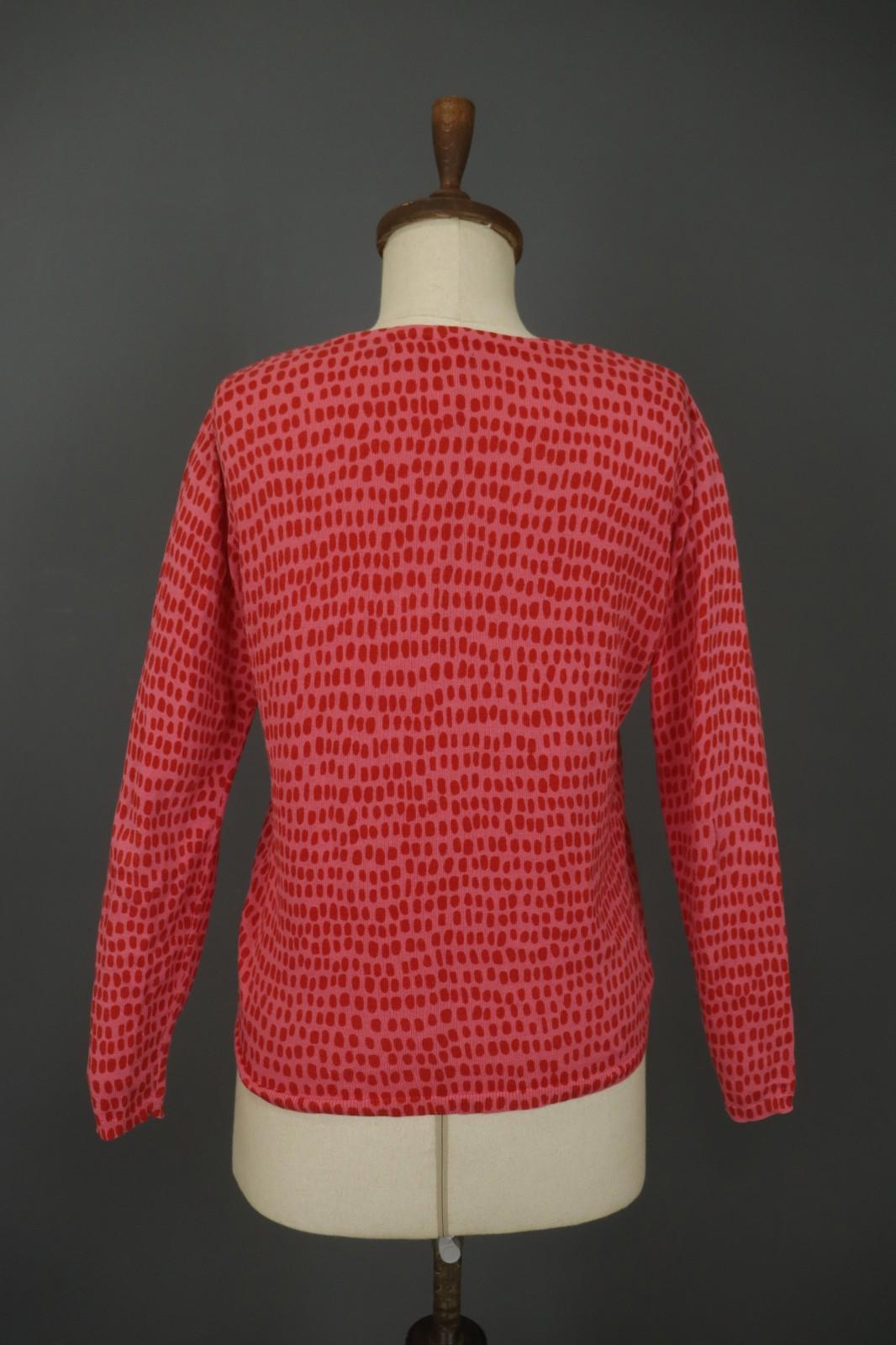 GUDRUN SJODEN Red Dotted Round Neck Long Sleeve Button Front Shirt Top – Size S