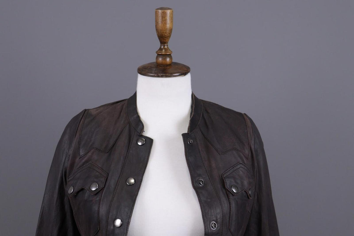 ALLSAINTS Brown Snap Leather Biker Jacket – Size XS
