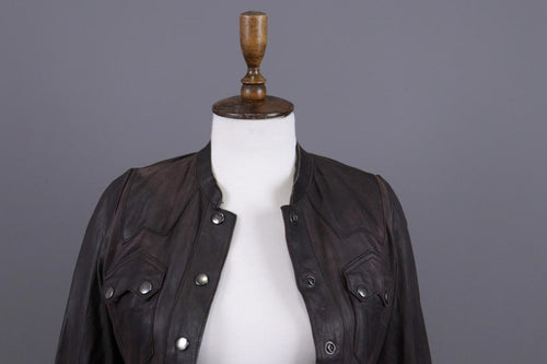 ALLSAINTS Brown Snap Leather Biker Jacket – Size XS
