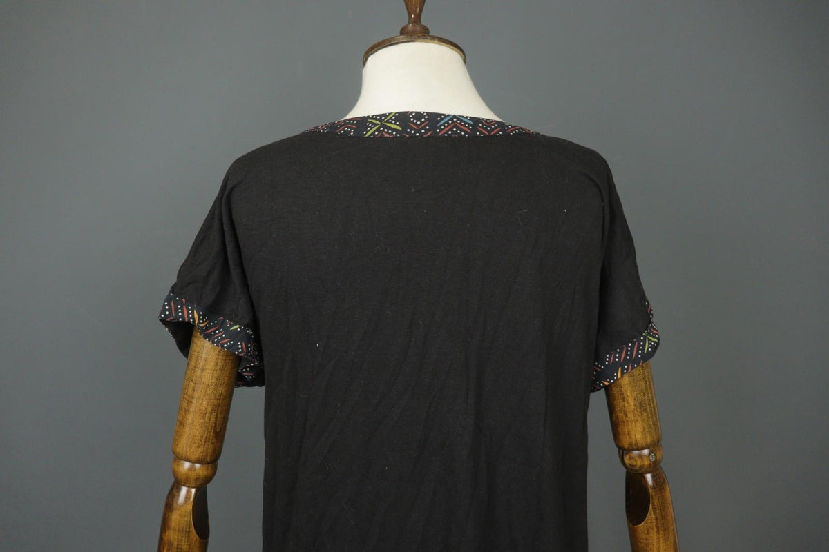 GUDRUN SJODEN Black Lyocell Patch Pocket Round Neck Pullover Shift Dress – Size M
