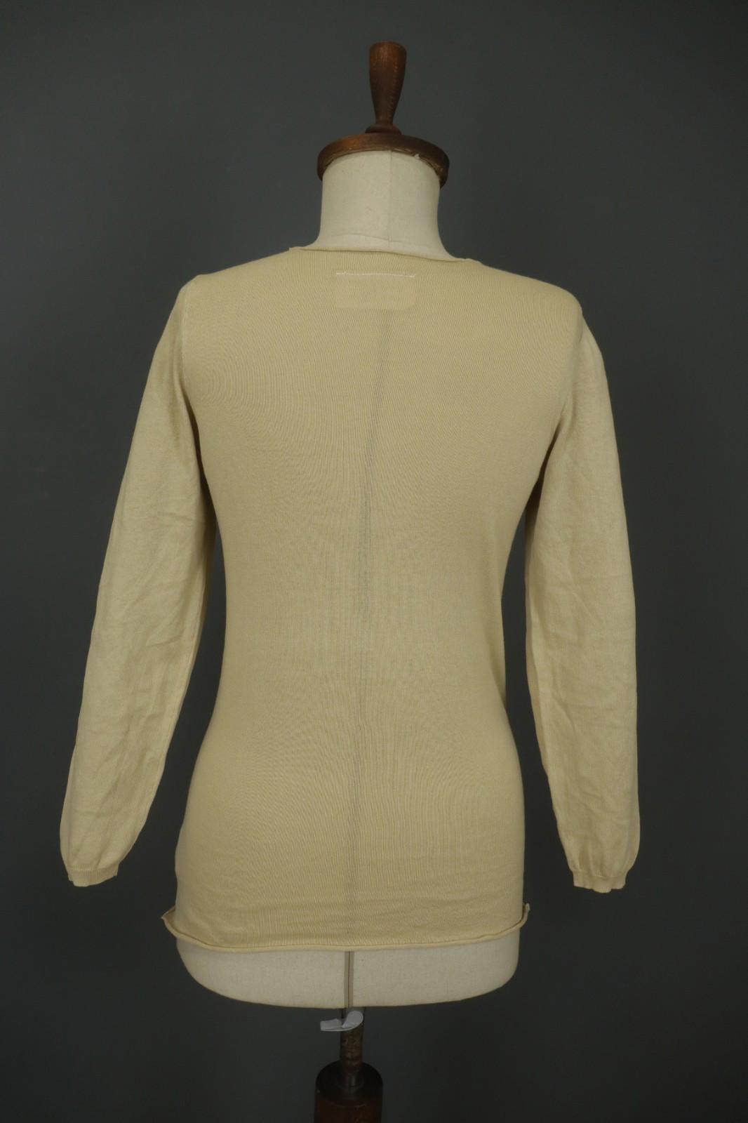 MAISON MARTIN MARGIELA Tan Cotton Knitted Raglan Sleeve Pullover Sweater – Size S – Used