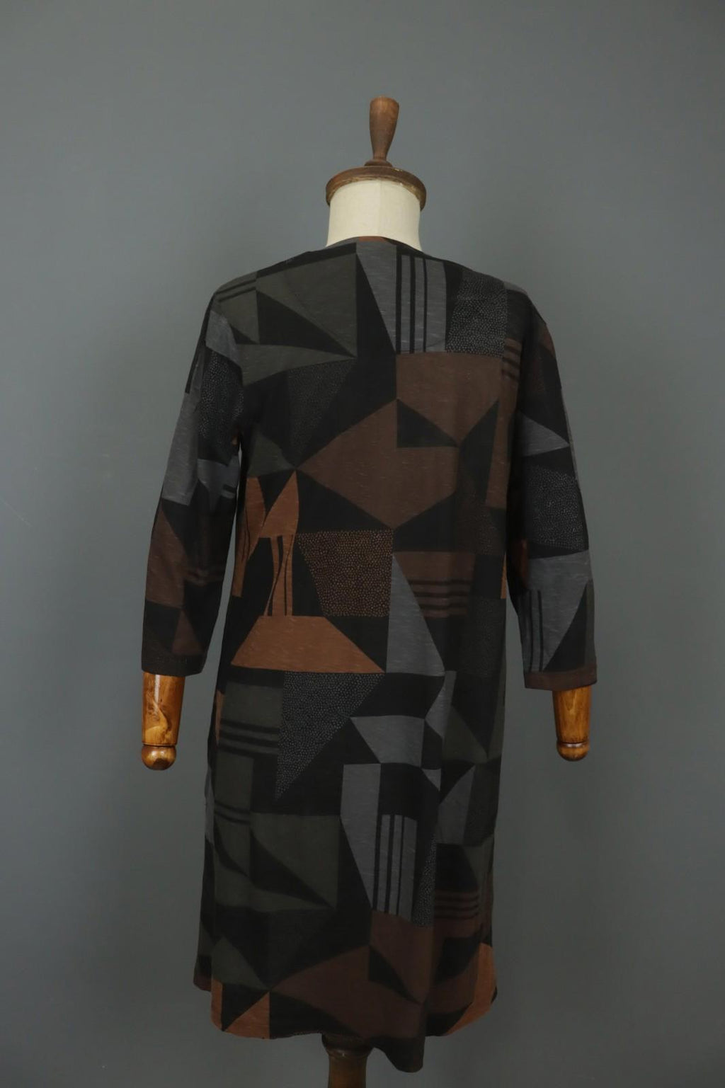 GUDRUN SJODEN Multi Geometric Cotton Casual Long Sleeve Shift Dress – Size S