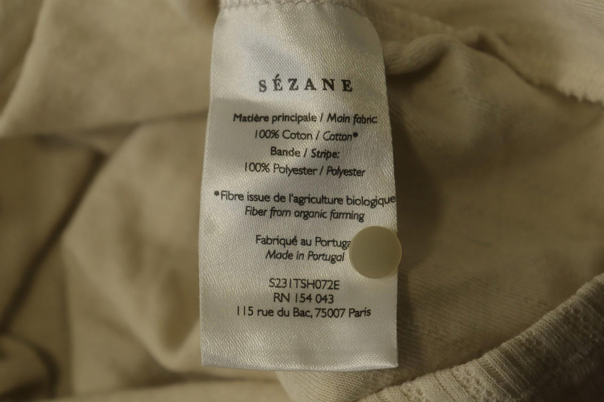SEZANE Cream 100% Cotton Cable Knit Deep V-Neck Button Front Cardigan – Size S