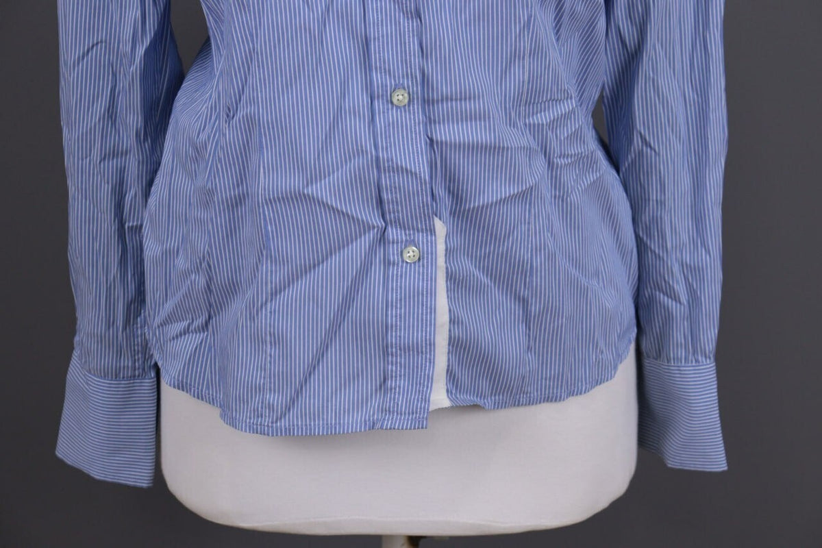 La Martina Blue Pinstripe Long Sleeve Blouse Shirt – Size M – Used