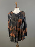 GUDRUN SJODEN Multicolor Abstract Geometric Long Sleeve Wrap Tunic Shirt – Size M