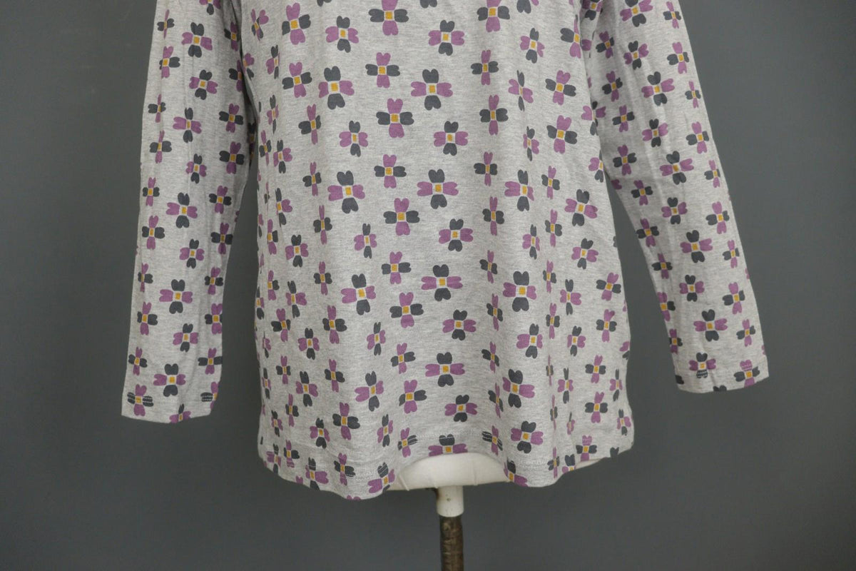 GUDRUN SJODEN Multi Floral 100% Cotton Round Neck Long Sleeve Blouse Top – Size M
