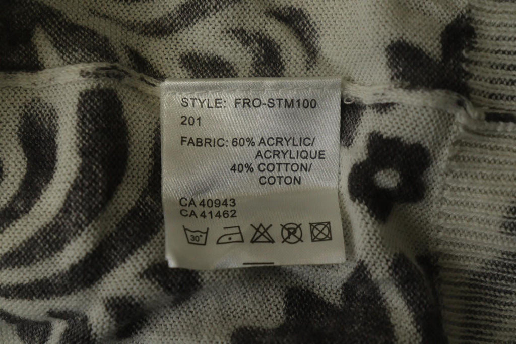 ST-MARTIN'S Black White Floral Knitted Raglan Sleeve Button Front Sweater – Size M