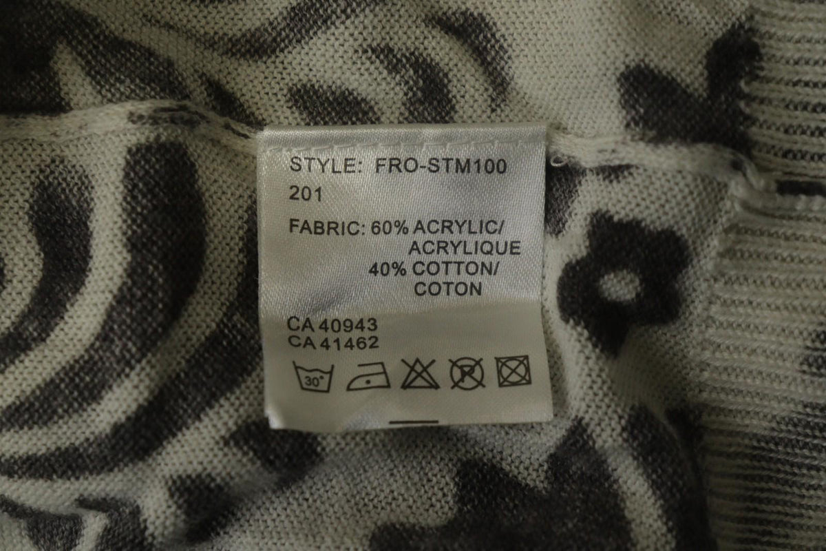 ST-MARTIN'S Black White Floral Knitted Raglan Sleeve Button Front Sweater – Size M