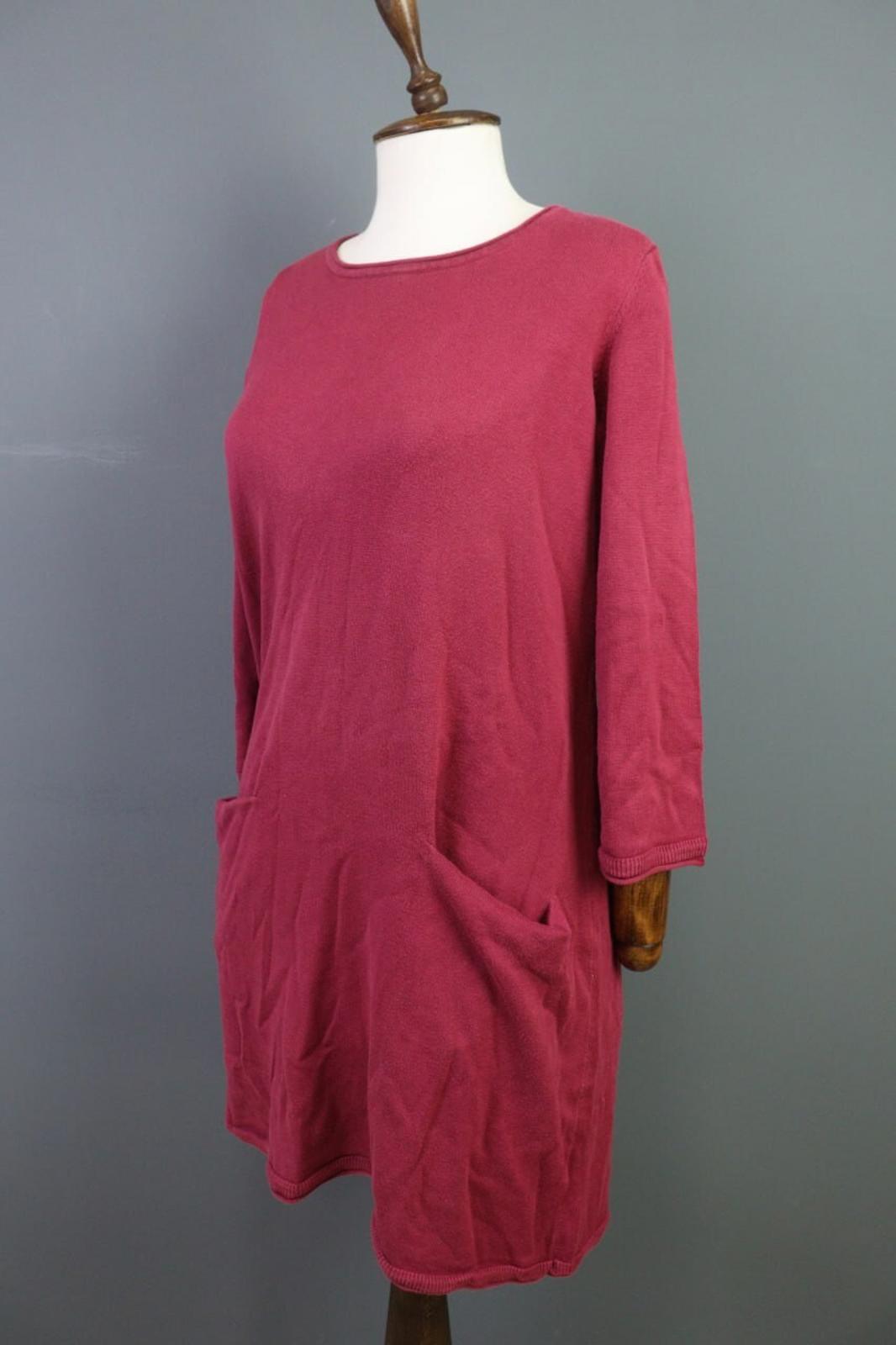 GUDRUN SJODEN Pink Long Sleeve Shift Sweater Knee Dress – Size M