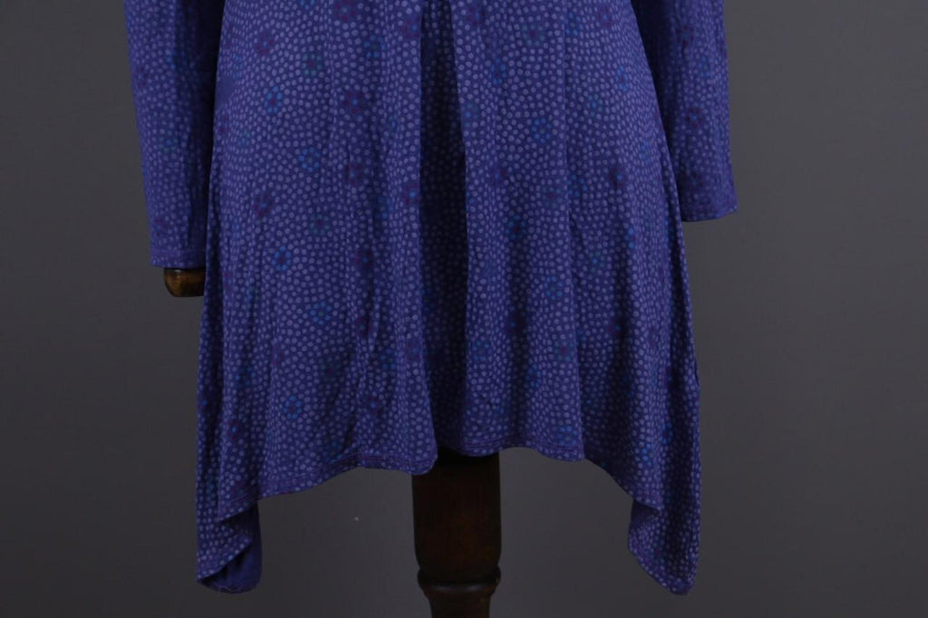 GUDRUN SJODEN Blue Floral Long Sleeve Blouson Midi Dress – Size S