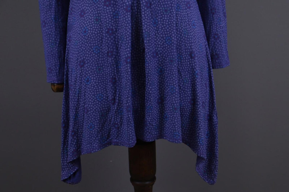 GUDRUN SJODEN Blue Floral Long Sleeve Blouson Midi Dress – Size S