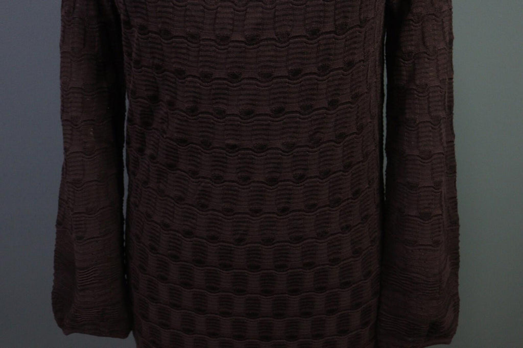 MISSONI Brown Wool Knit A-Line Stretch Sweater Knee Length Dress