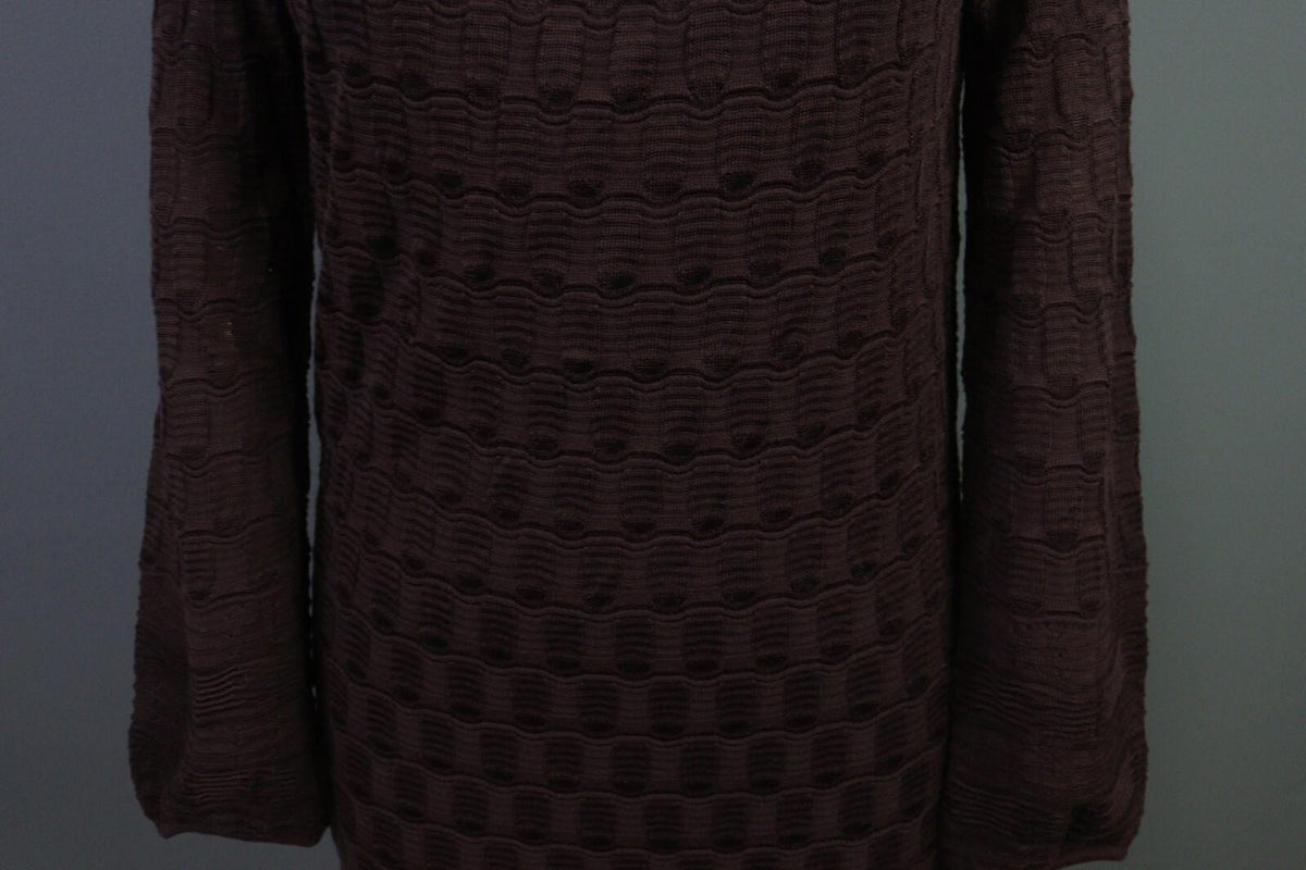 MISSONI Brown Wool Knit A-Line Stretch Sweater Knee Length Dress