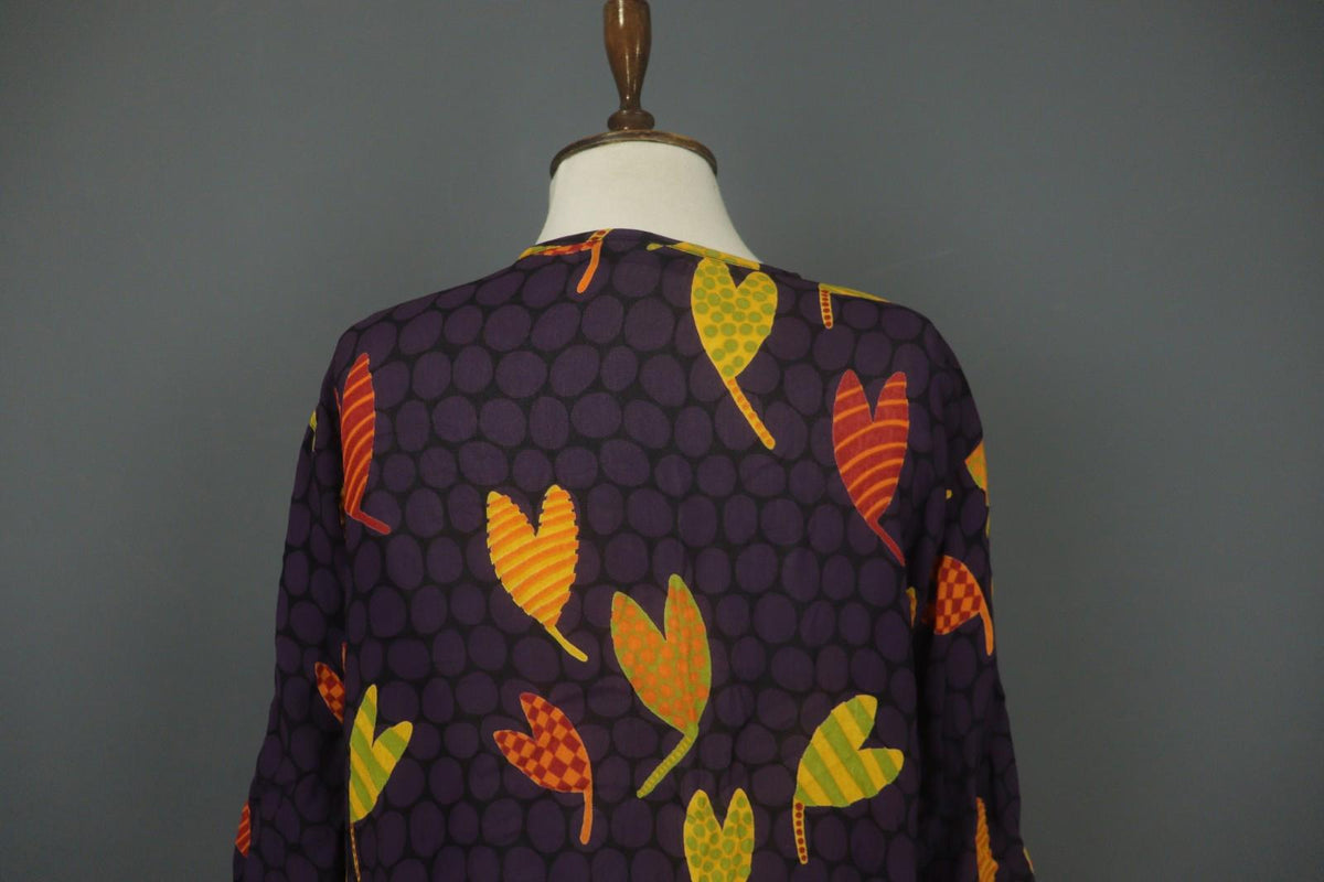 GUDRUN SJODEN Multicolor Printed Long Sleeve Button Front Sheath Dress – Size L