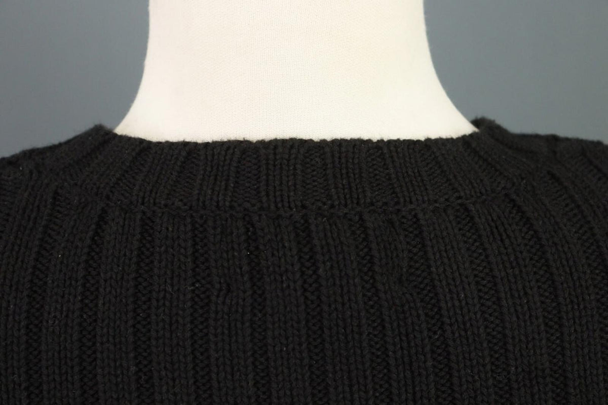 LAUREN RALPH LAUREN Petite Ribbed Black Knit Sweater Sz S