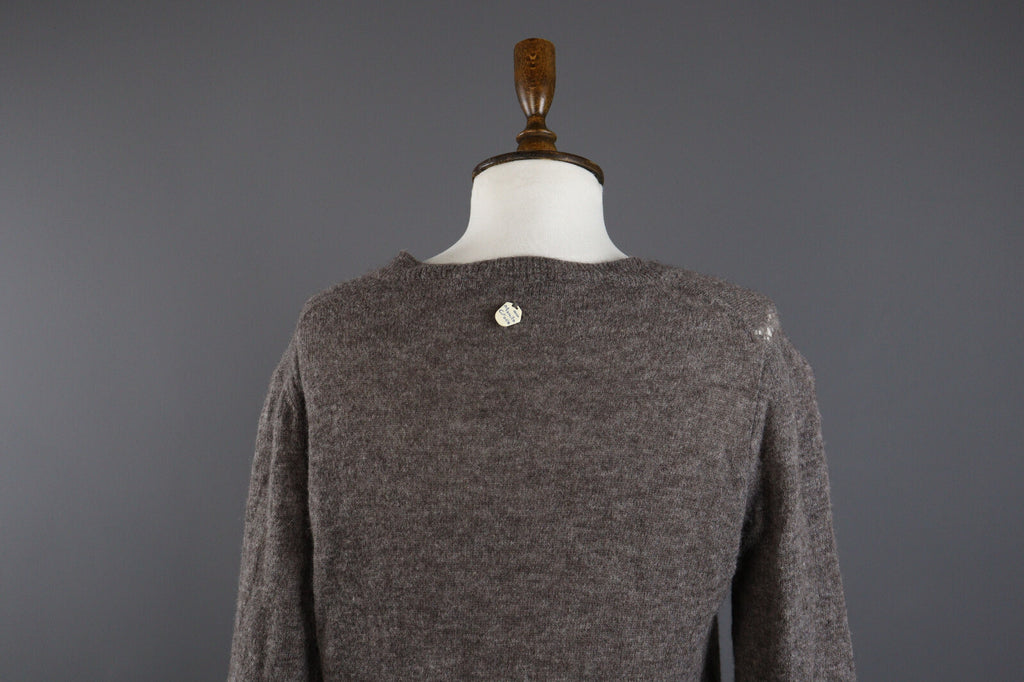 Manila Grace Denim Alpaca Wool Long Sleeve Distressed Bodycon Sweater Dress 2