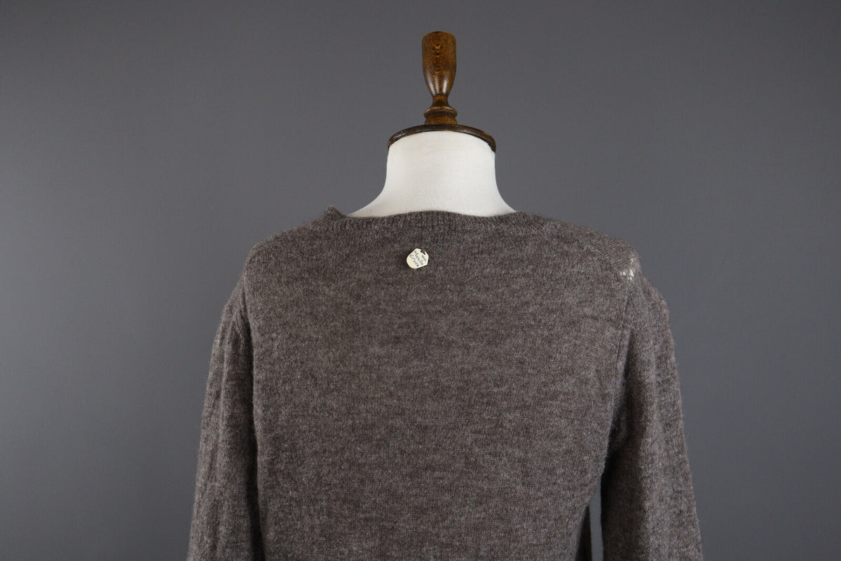 Manila Grace Denim Alpaca Wool Long Sleeve Distressed Bodycon Sweater Dress 2