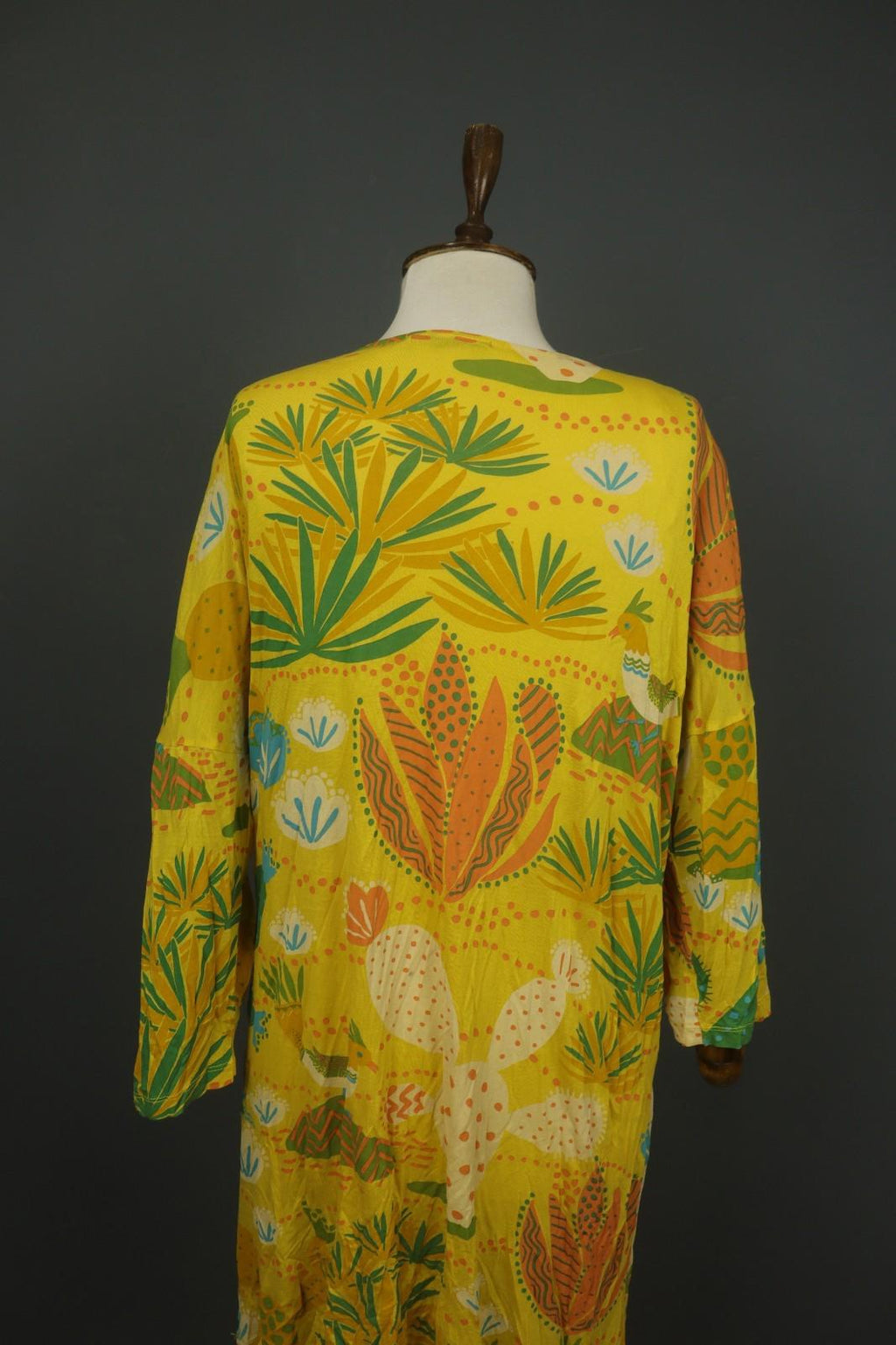 GUDRUN SJODEN Multicolor Floral 100% Modal Round Neck Pullover Shift Dress Sz M