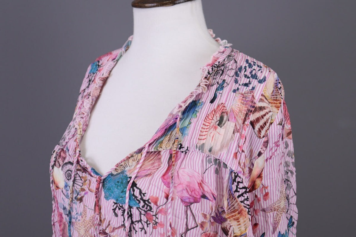 Princess Goes Hollywood Pink Shell Printed 3/4 Sleeve Blouse Shirt Sz 46 / XL
