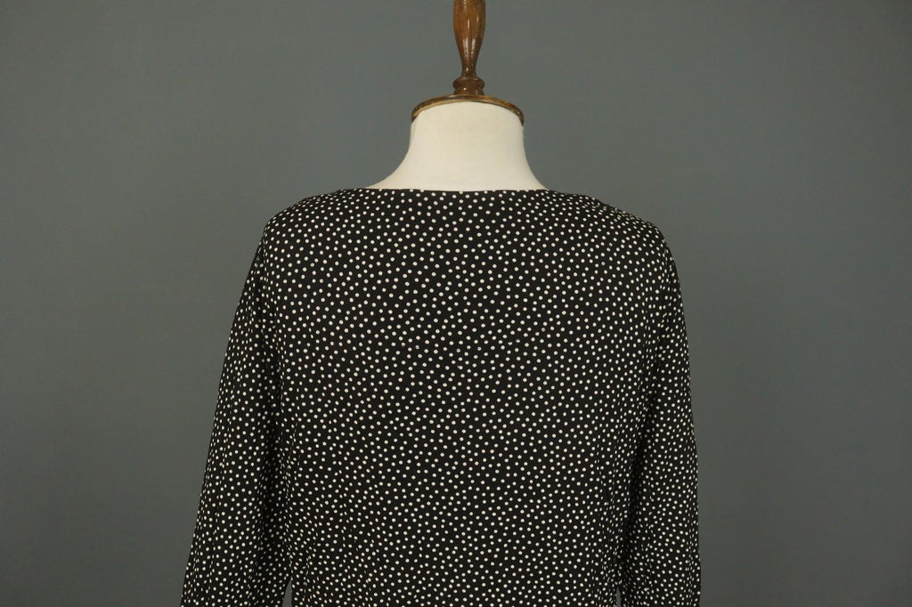 GUDRUN SJODEN Black White Polka Dot Lyocell Round Neck Pullover Sweater – Size L