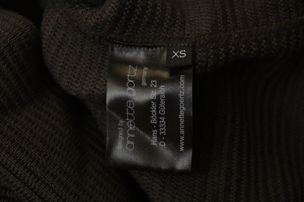ANNETTE GORTZ Brown 100% Wool Tight Knit High Neck Pullover Sweater – Size XS