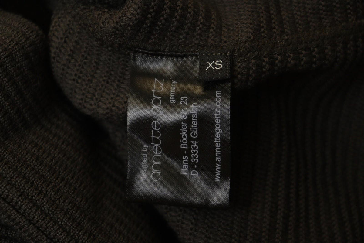 ANNETTE GORTZ Brown 100% Wool Tight Knit High Neck Pullover Sweater – Size XS