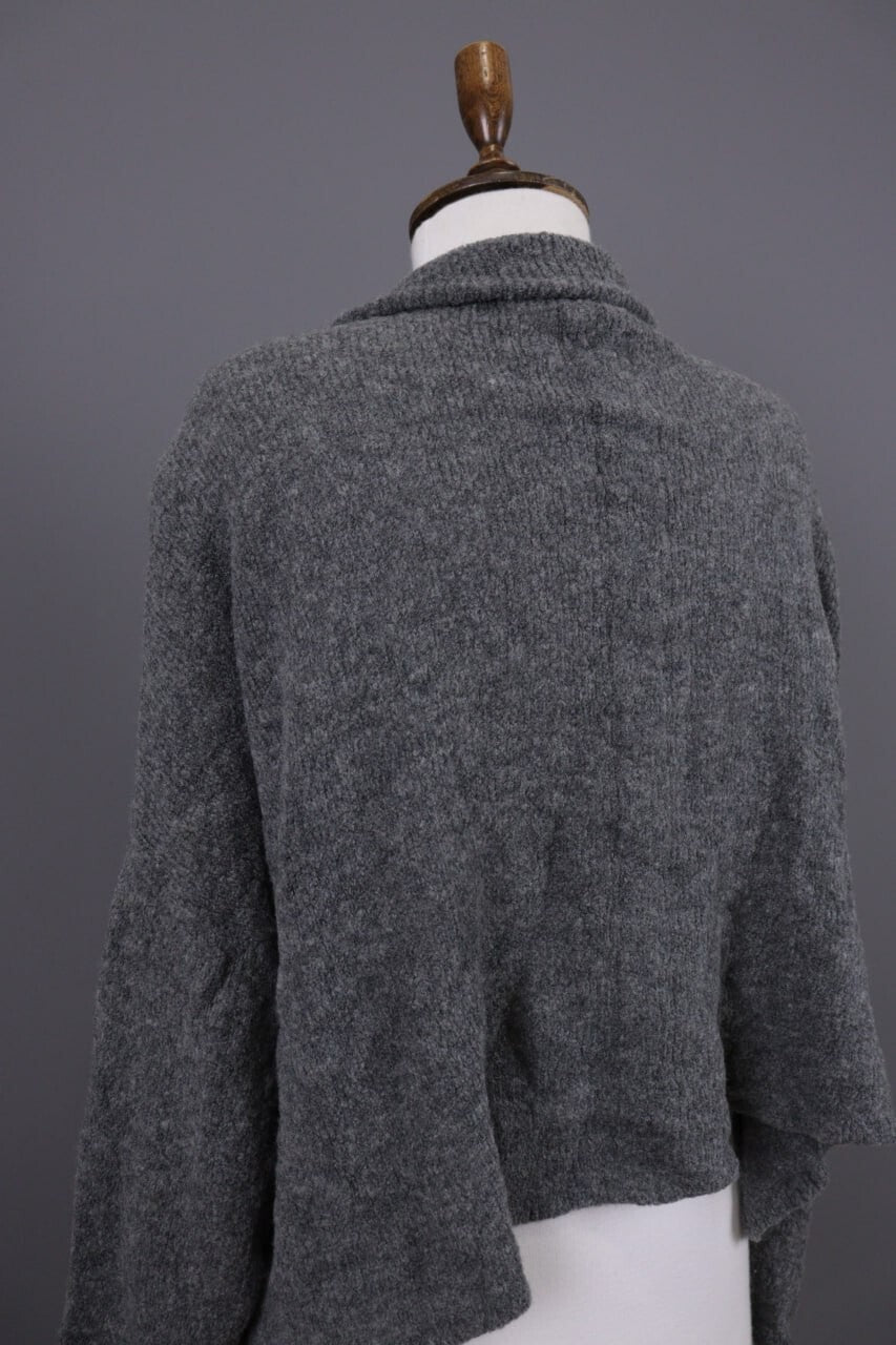 Grizas Gray Wool Lagenlook Textured Knit Cardigan Sweater – Size XL