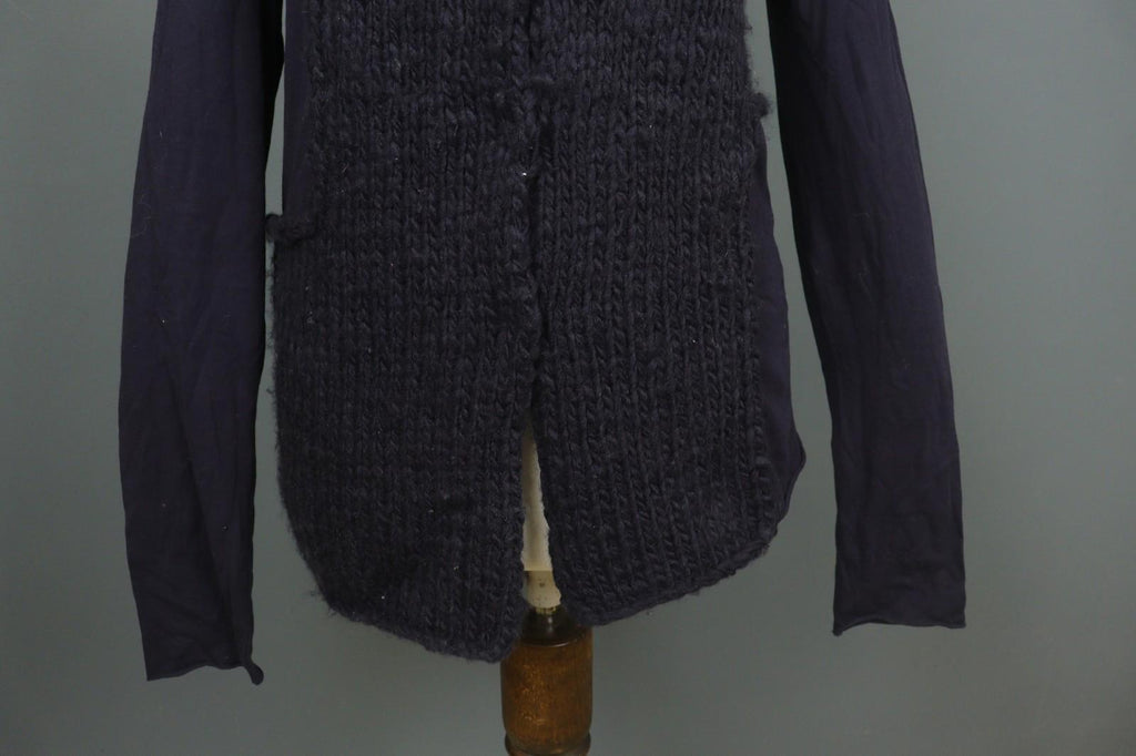 RUNDHOLZ Cardigan Navy Acrylic Knitted Regular Fit Long Sleeve Boat Neck Sz M