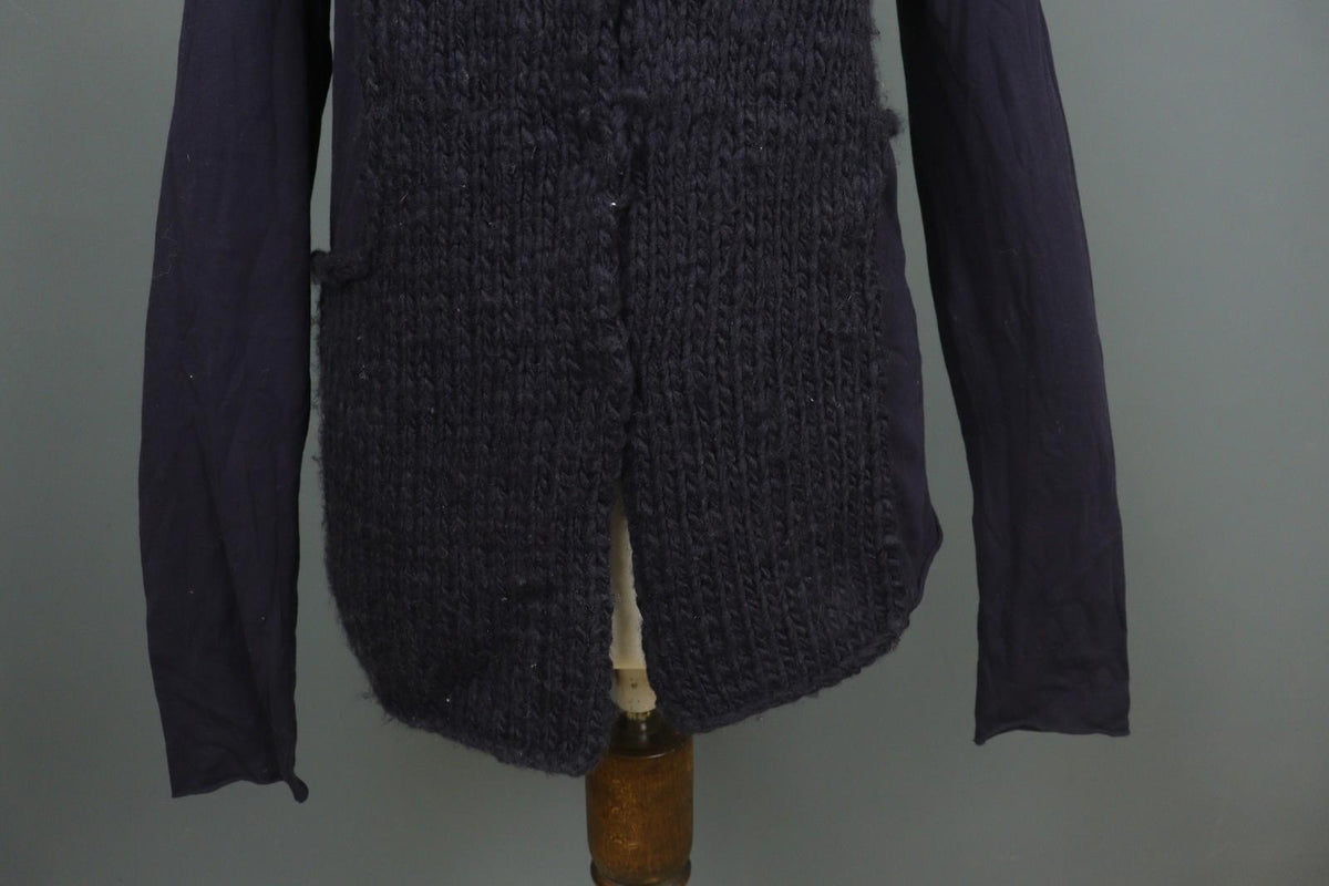 RUNDHOLZ Cardigan Navy Acrylic Knitted Regular Fit Long Sleeve Boat Neck Sz M