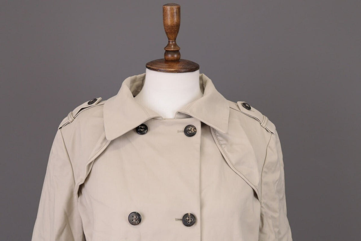 Laurel Beige Double Breasted Designer Wool Cropped Coat Jacket – Size 44