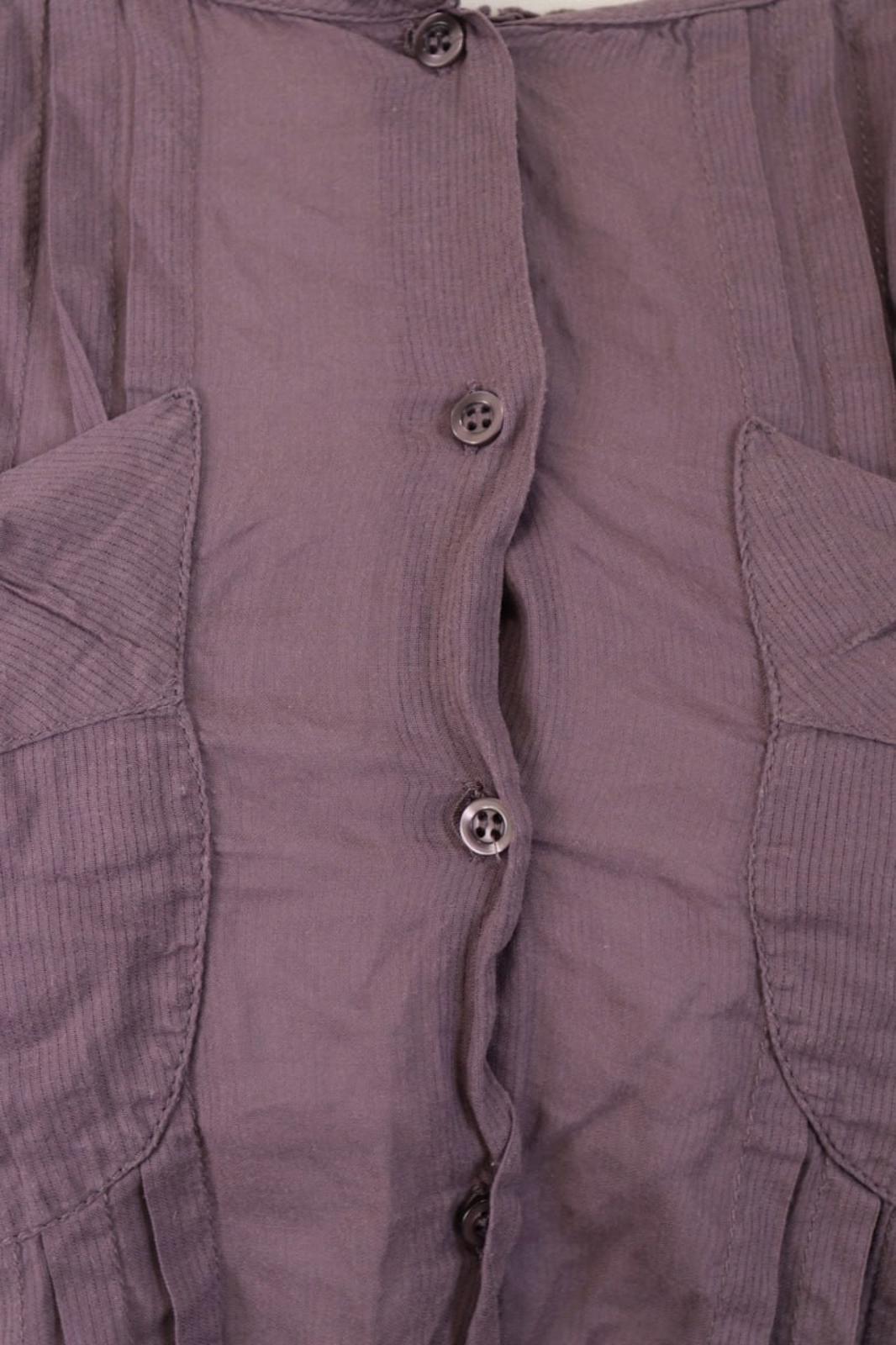 Cop. Copine Shirt Dress Purple Pleated Balloon Sleeve Button Front – Size 40