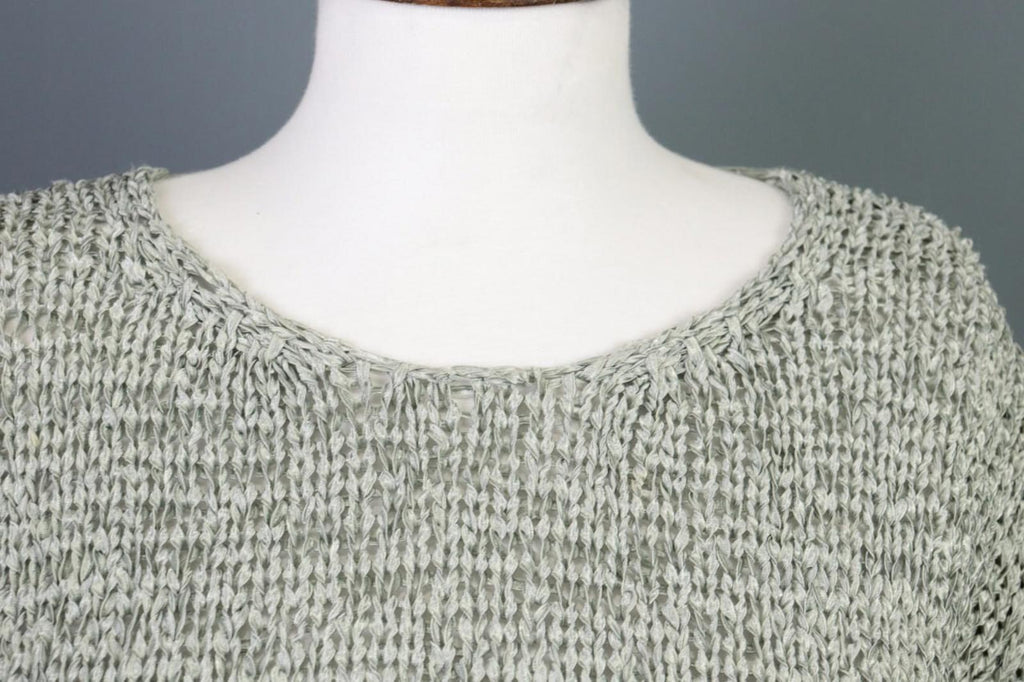ANNETTE GORTZ Gray Open Knit Crew Neck Knit Sweater – Size M