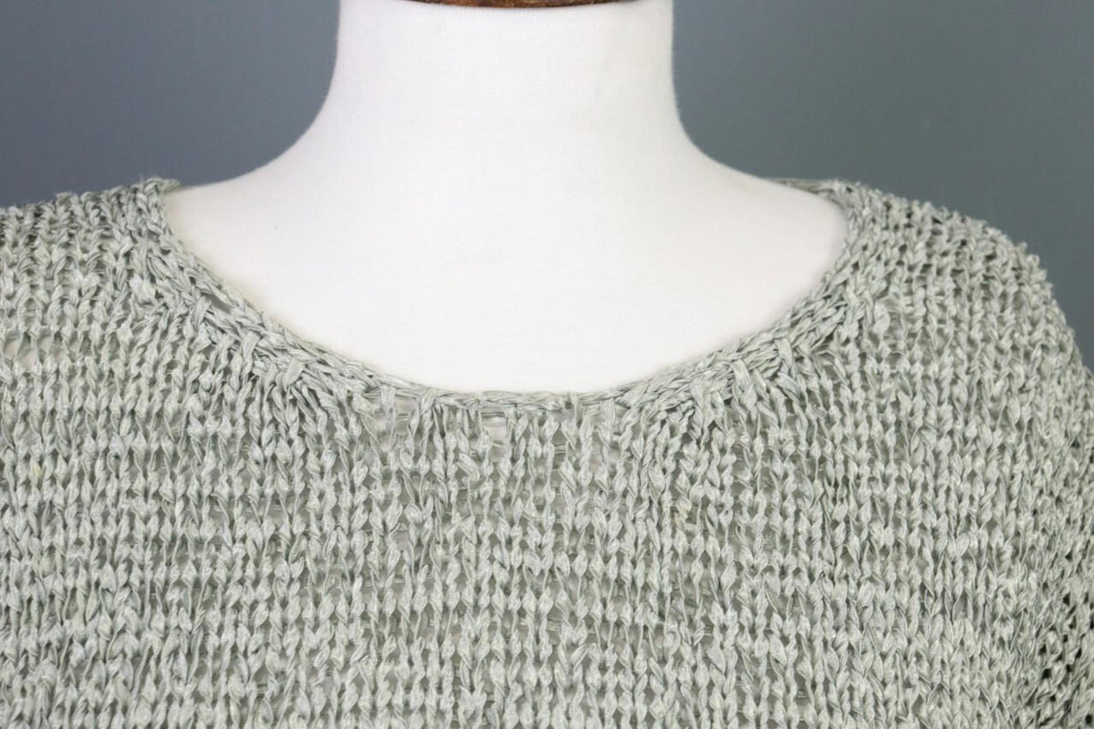ANNETTE GORTZ Gray Open Knit Crew Neck Knit Sweater – Size M