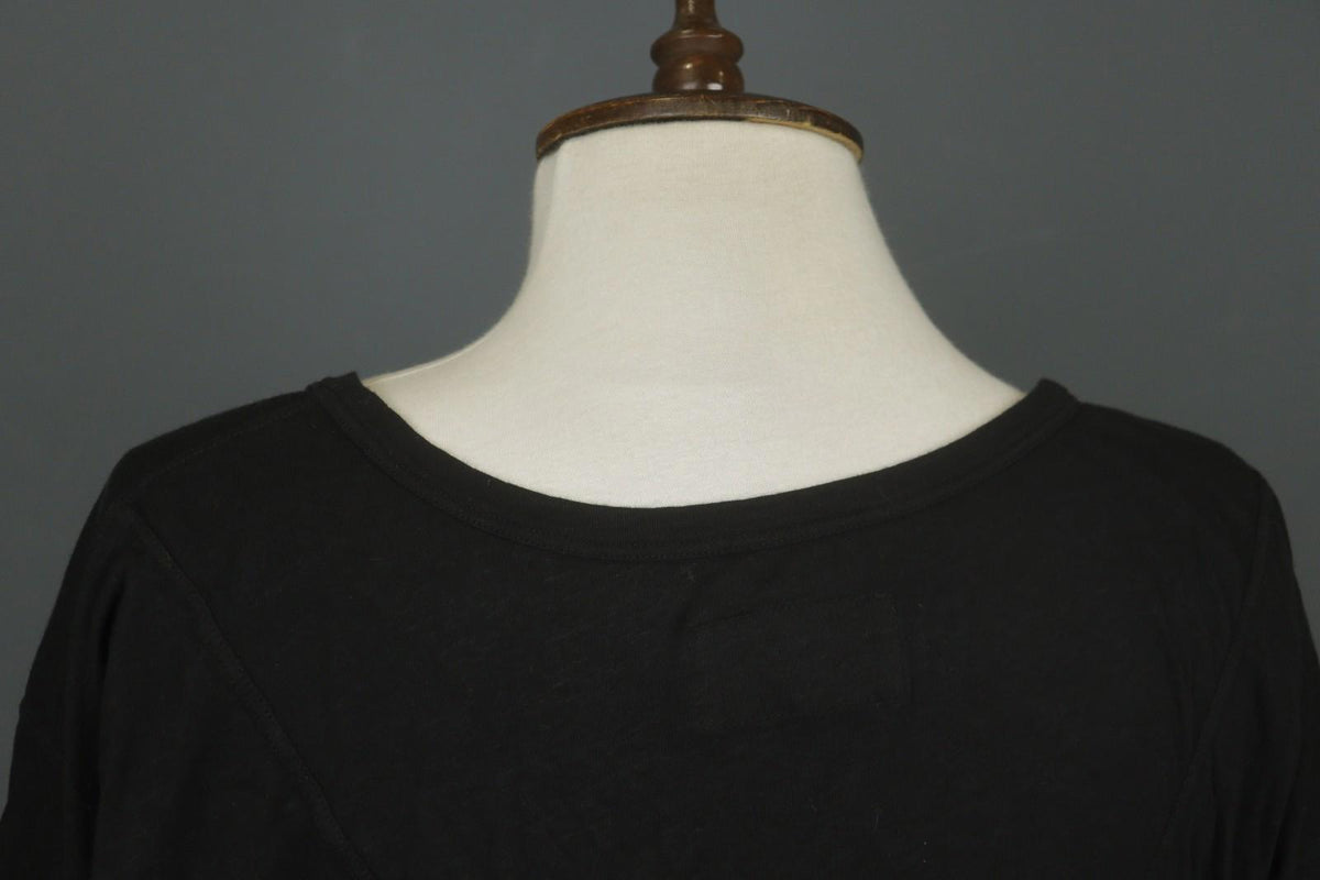 HUMANOID Blouse Top Slim Fit Stretch Black Cotton Round Neck Pullover – Size M