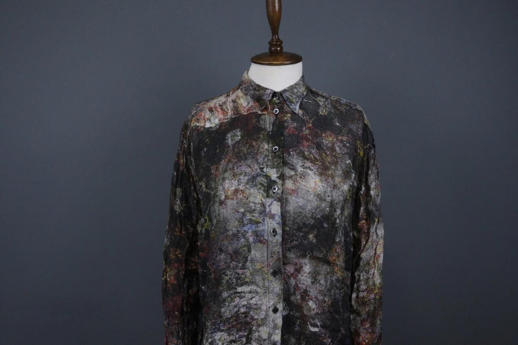 HIGH USE Multi Tie Dye Viscose Collar Long Sleeve Button Front Shirt Top – Size 6