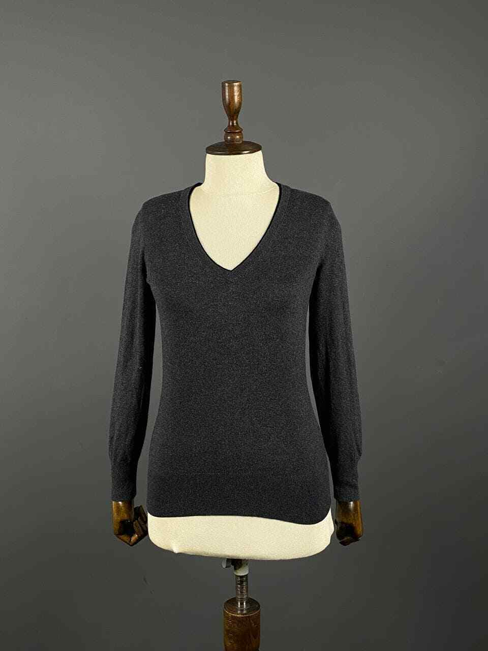 Escada Sport Gray Stretch V-Neck Pullover Jumper Sweater – Size S