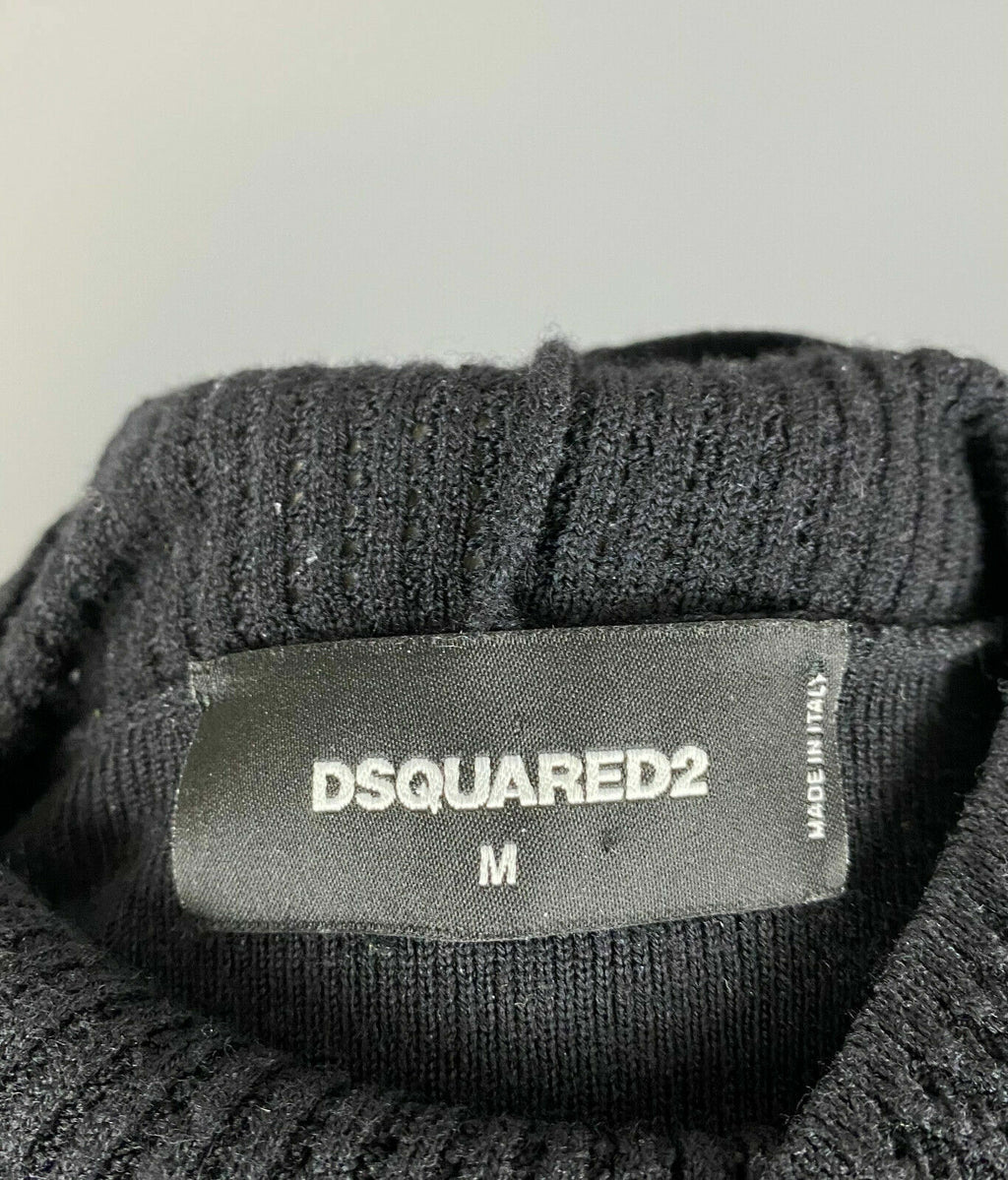 Dsquared2 Black Designer Lana Wool Long Sleeve Stretch Maxi Dress – Size M