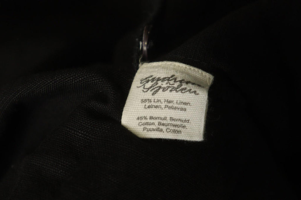 GUDRUN SJÖDEN Black Linen Pockets 3/4 Sleeve Button Front Blouse Top – Size S