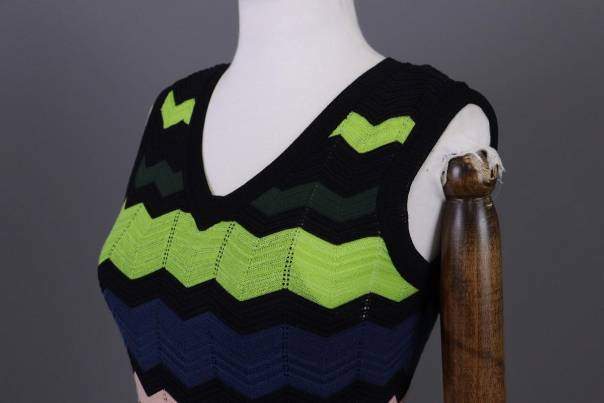 MISSONI Multicolor Striped Sleeveless Knit Bodycon Dress – Size 38