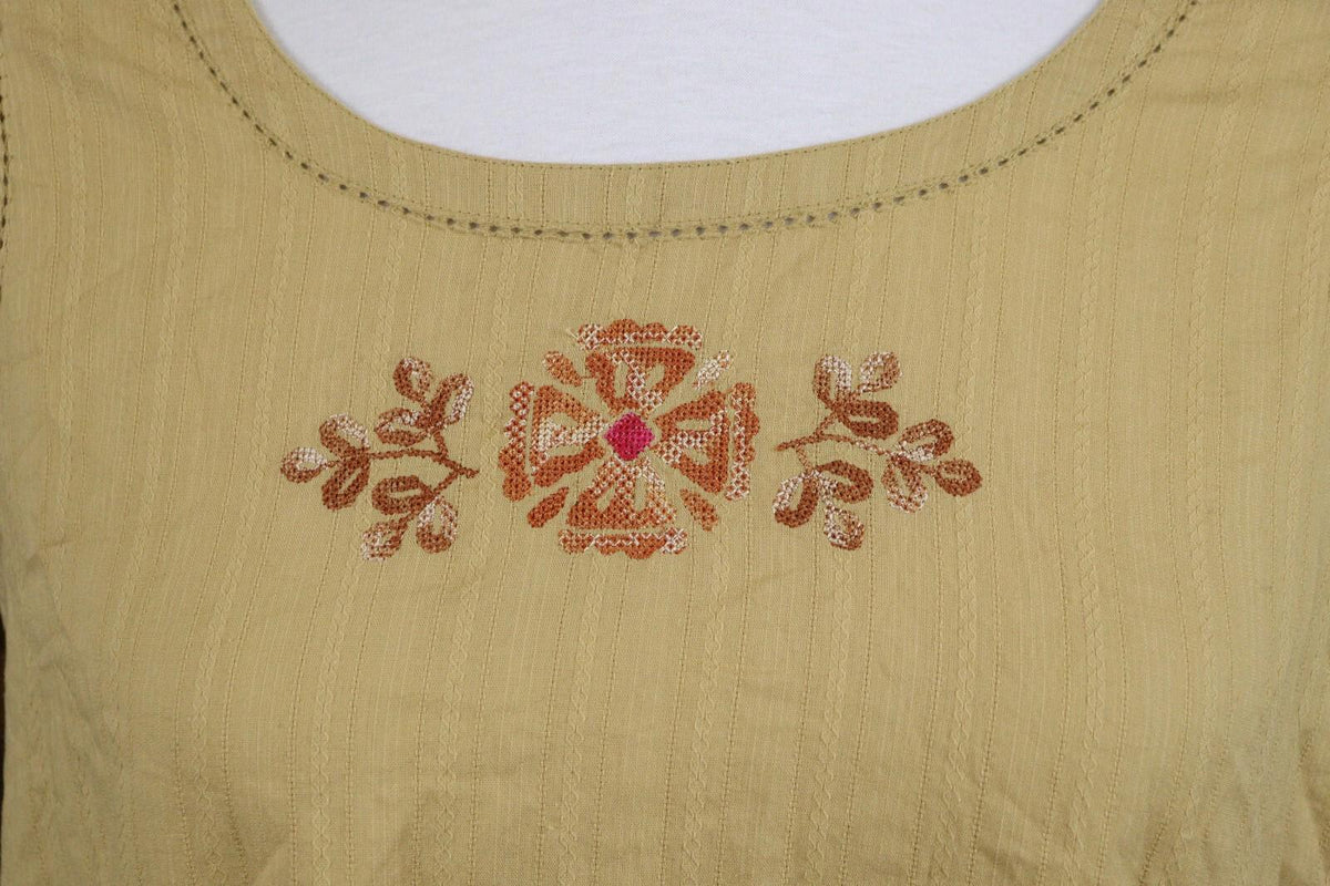 GUDRUN SJODEN Brown Floral Sleeveless A-Line Tunic Dress – Size L