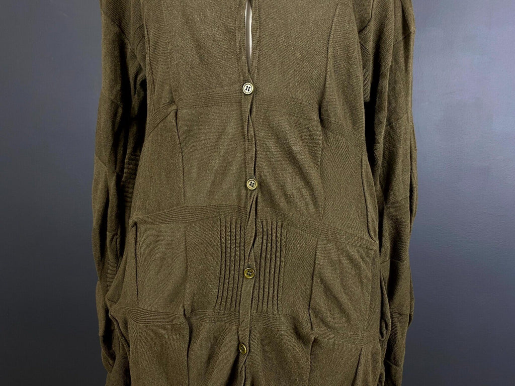 OSKA Khaki Wool Knit Long Sleeve Lagenlook Button Blouson Dress – Size 2