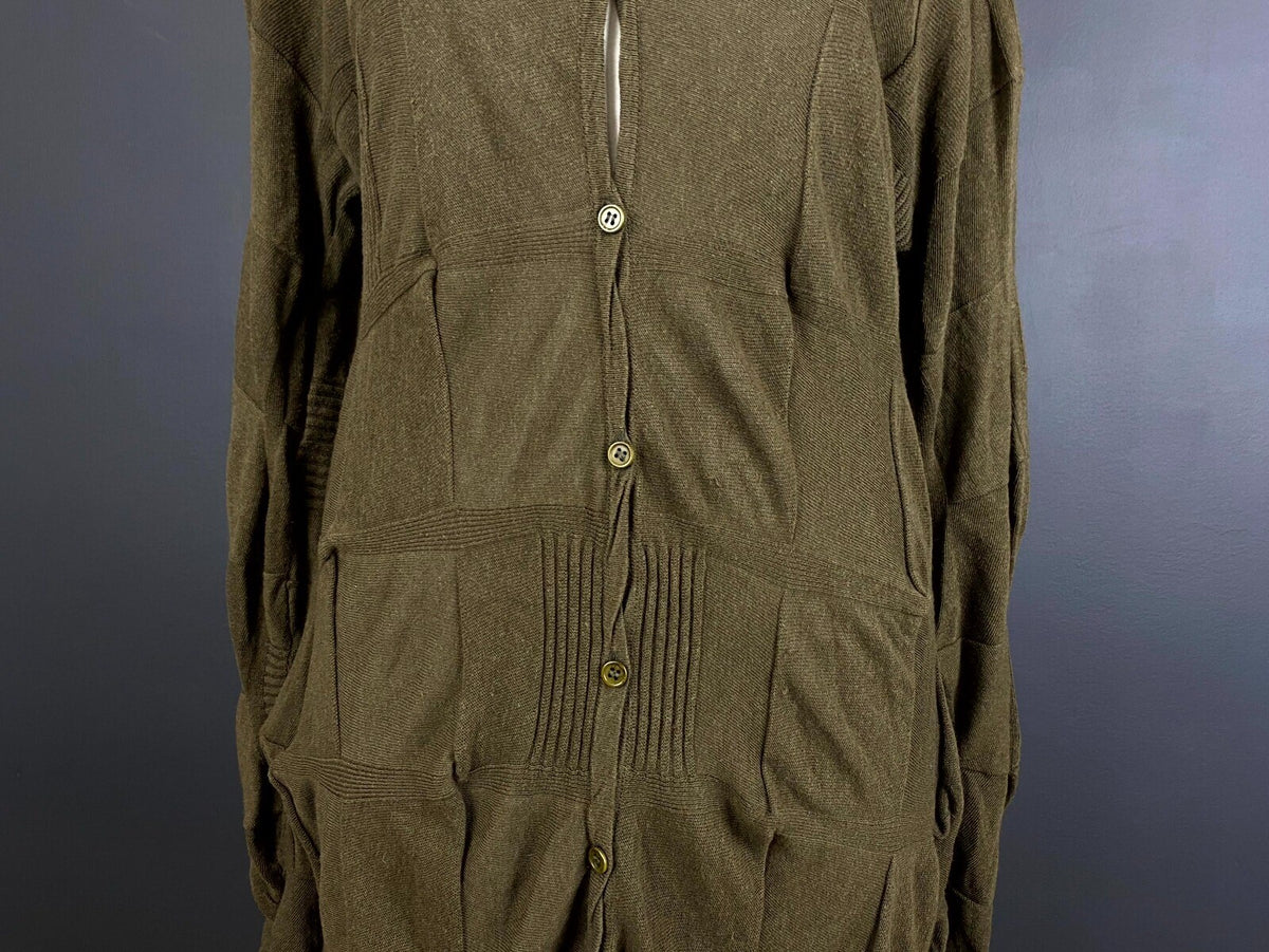 OSKA Khaki Wool Knit Long Sleeve Lagenlook Button Blouson Dress – Size 2